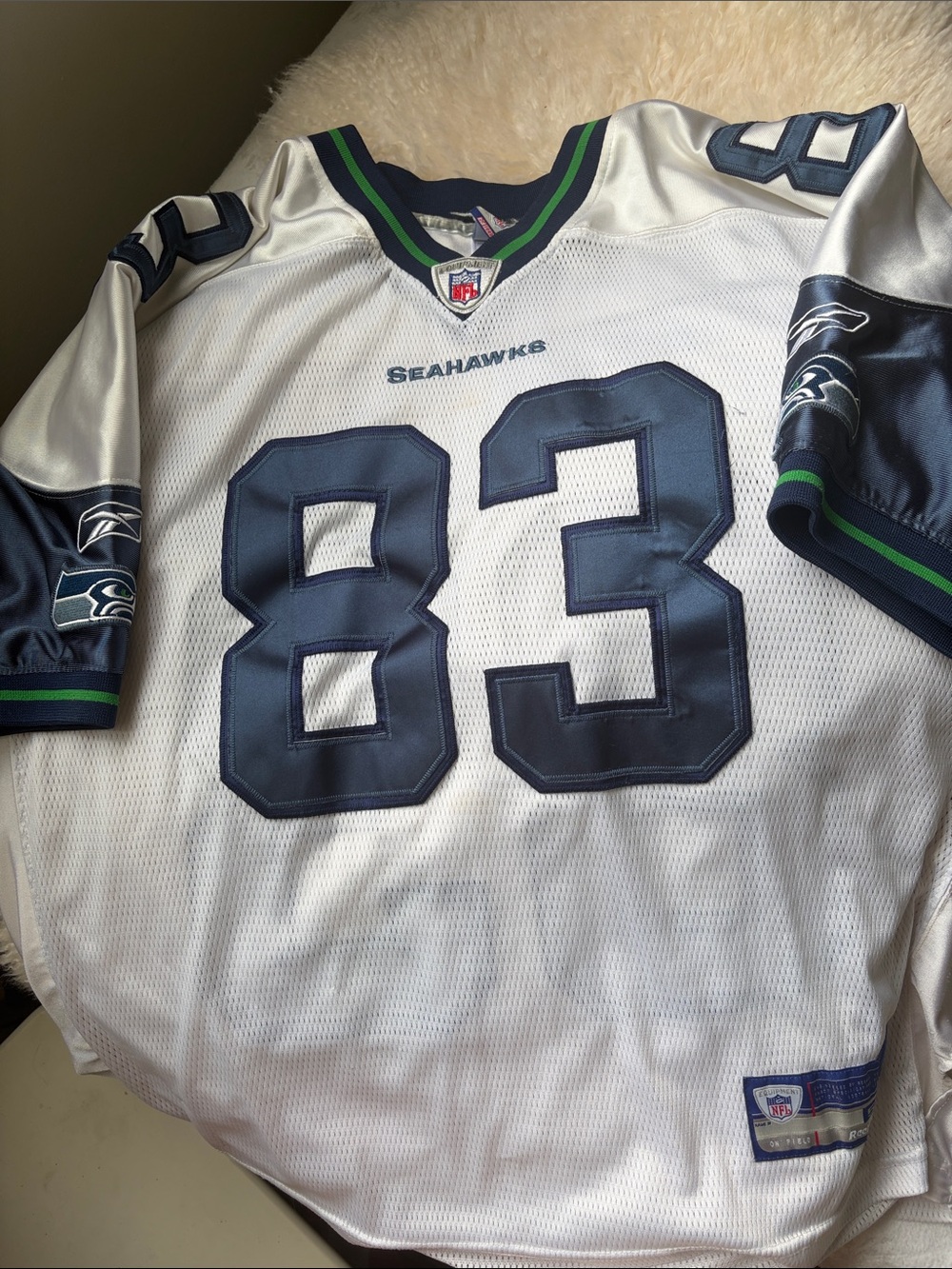 Vintage Reebok Seattle Seahawks Deion Branch #83 NFL Jersey XL – White